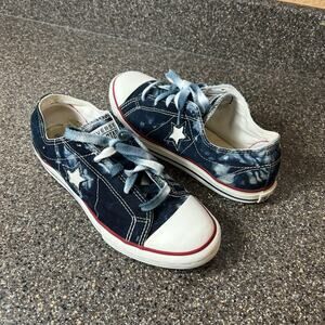 Converse One Star Womens Sz 7 Blue Tie Dye Canvas Sneaker Lace Up Low Skate Shoe